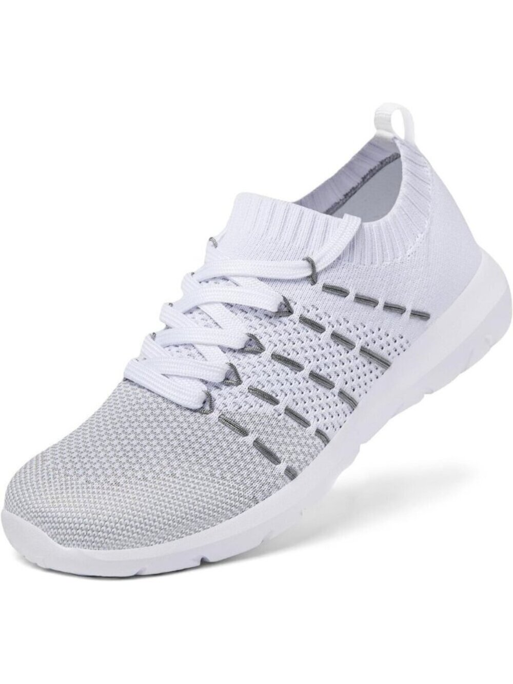 Women White  Running Breathable Knitting flexible Mesh Sports Shoes Sneakers